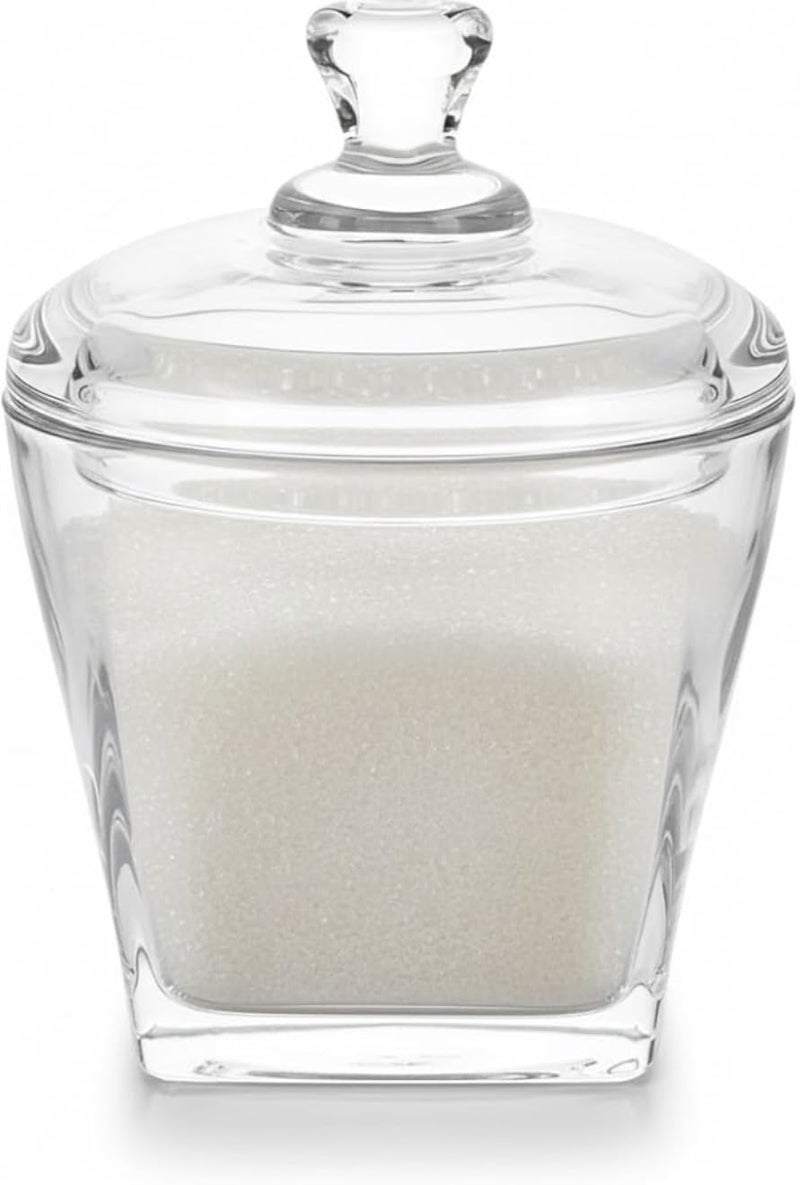 Glass Candy Container with Lid â€“ Transparent Crystal Sugar Bowl for Tea, Coffee, Sweets, Snacks, Beans & Decorative Beads | Elegant Glass Storage Jar for Kitchens, Living Rooms & Table Displays